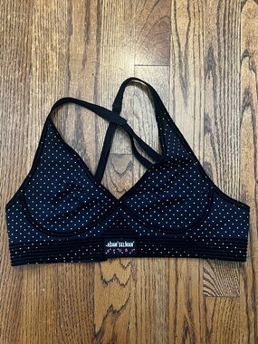 Adam Selman Sport Black Polka Dot Bralette